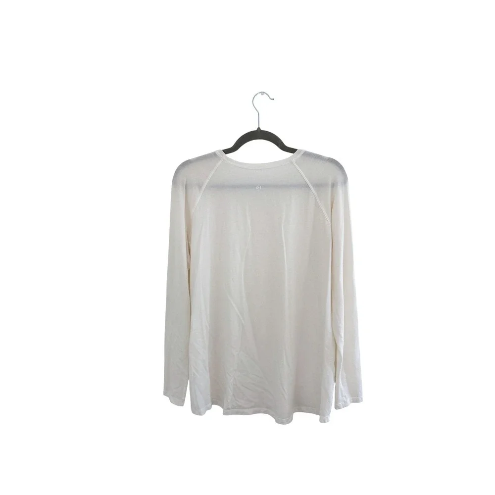 Lululemon Womens White Cream Raglan Long Sleeve Athletic Top Shirt Sport 8 M‎